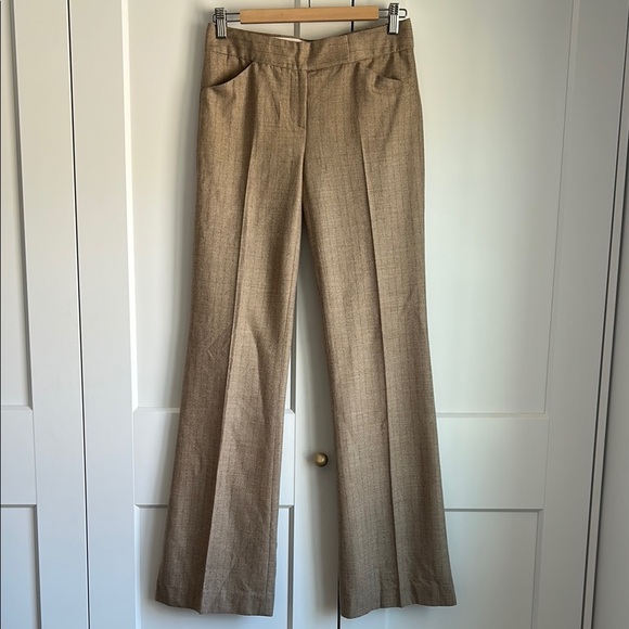 Theory Tan Blue Pin Stripe Low Rise Women's Pants | 2 - Picture 1 of 7